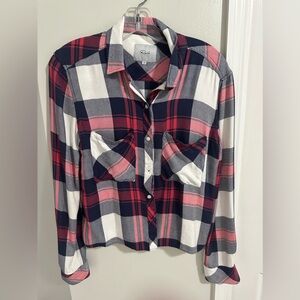 RAILS Plaid Pink Blue Flannel Button Up XS X small